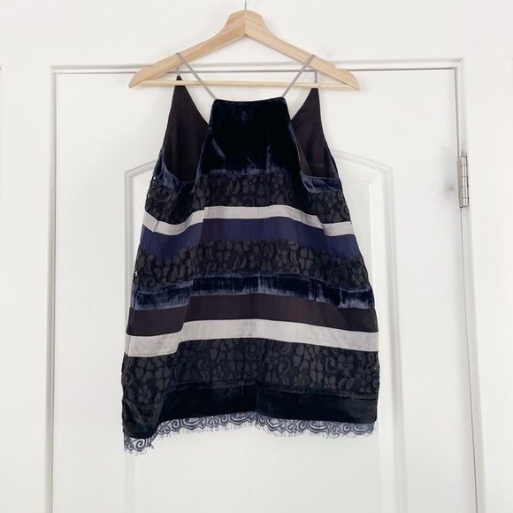 Ann Taylor Loft Velvet Lace Striped tank - S - Picture 4 of 8